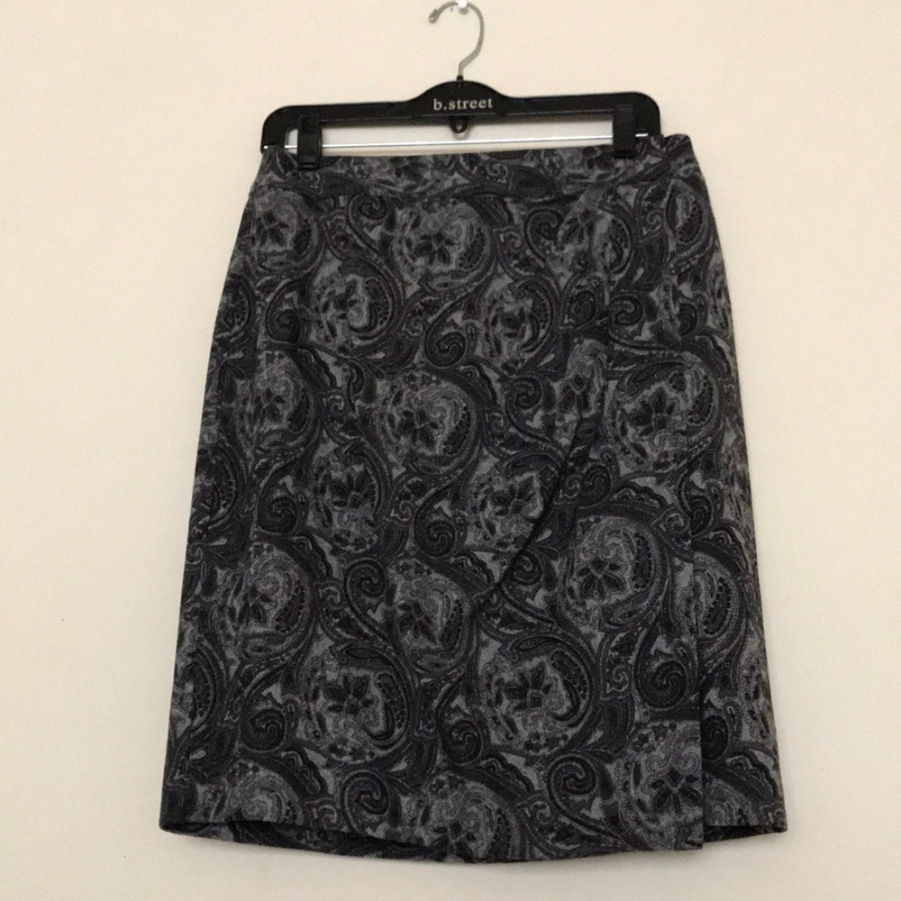 Talbots Black and Gray Paisley Skirt